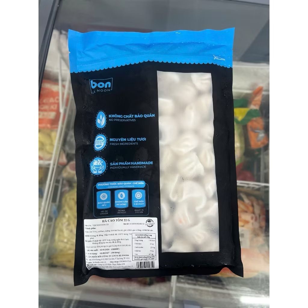 Há cảo dimsum tôm tươi Bamboo hấp nóng, thả lẩu túi 880g