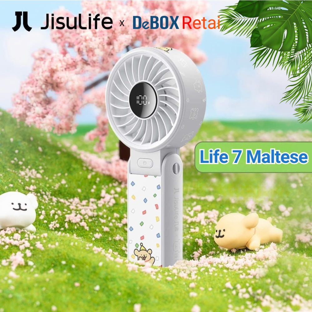 [2026 Special] Quạt cầm tay tích điện mini Jisulife Life 7/Life 9 Maltese | 5 cấp độ gió | Pin 5000m