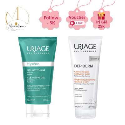 Sữa rửa mặt Uriage Hyséac, Dépiderm làm sạch da, hỗ trợ sáng da & kiểm soát dầu mụn 150ml/100ml