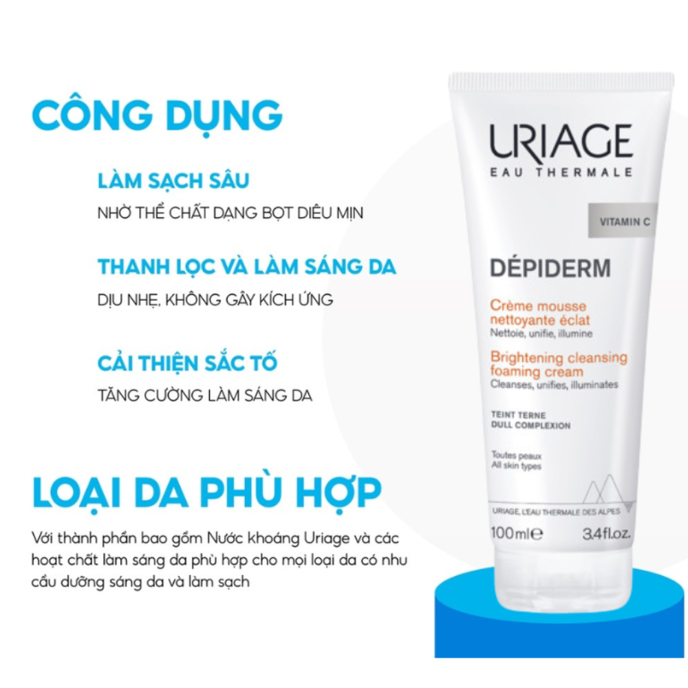 Ảnh 5 của Sữa rửa mặt Uriage Hyséac, Dépiderm làm sạch da, hỗ trợ sáng da & kiểm soát dầu mụn 150ml/100ml