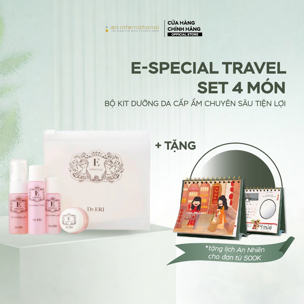 Bộ kit dưỡng da cấp ẩm chuyên sâu tiện lợi E-Special Travel Set 4 món