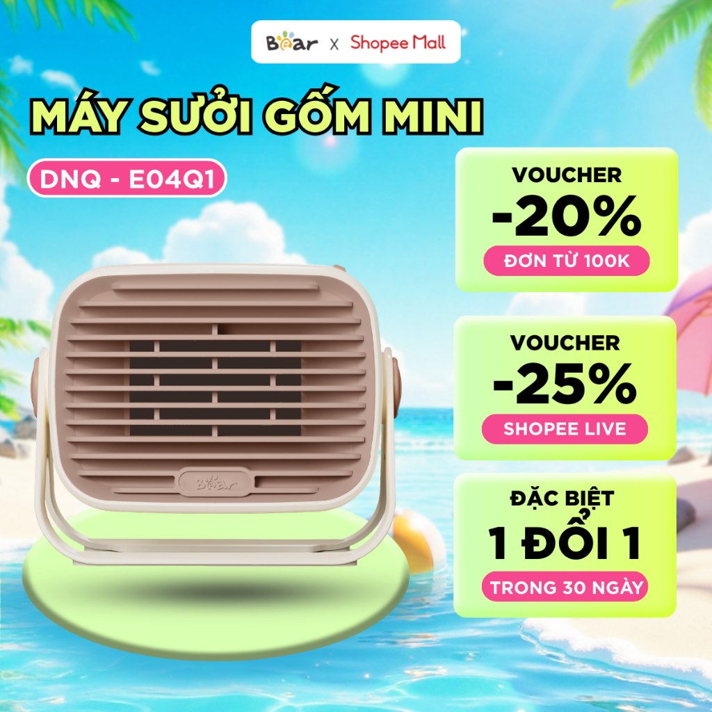 Quạt Sưởi Gốm Mini Bear Để Bàn Máy Sưởi Sửi Ấm Mini Làm Ấm Tay, Chân, Bàn Làm Việc, Giường Cho Em Bé DNQ-E04Q1