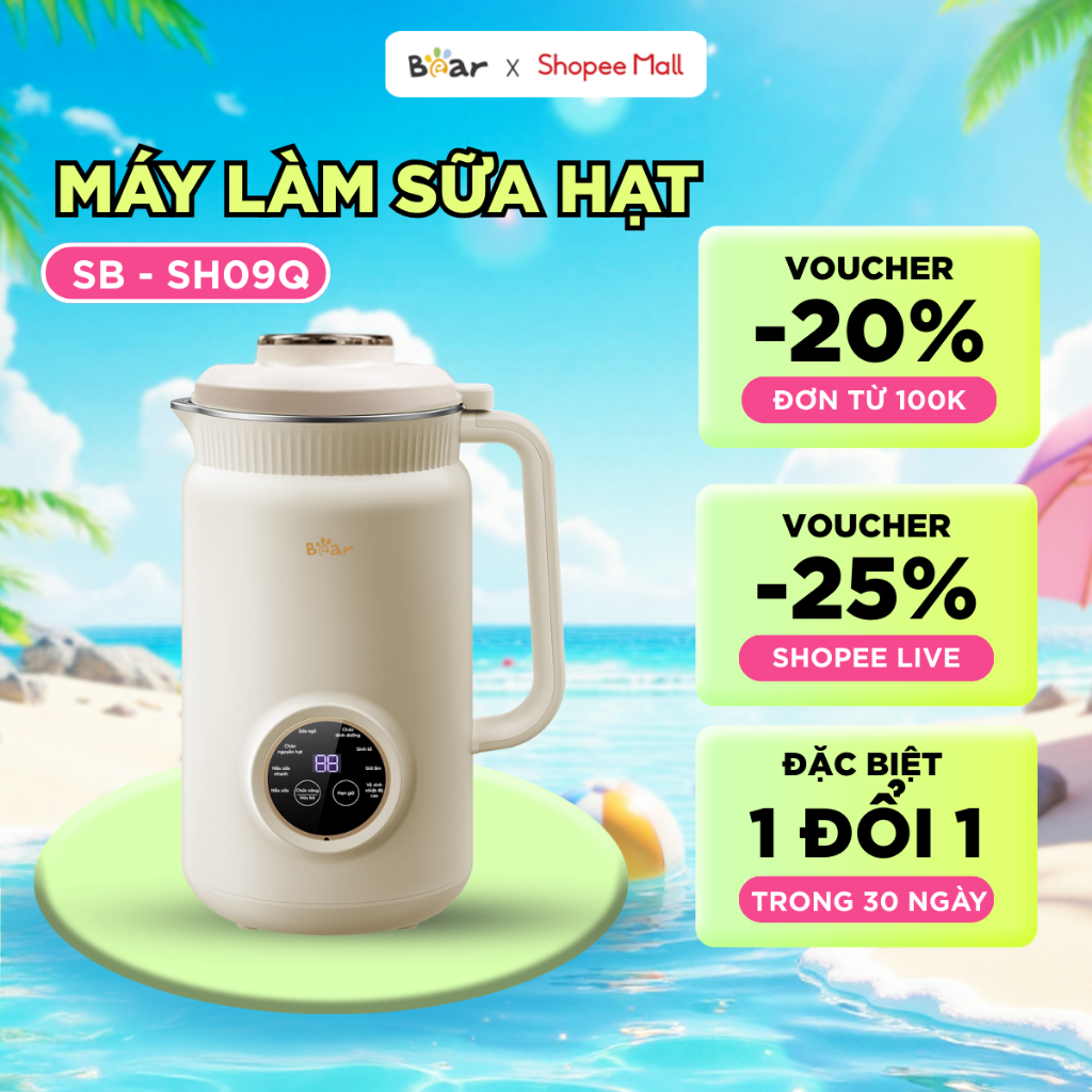 Máy Làm Sữa Hạt Bear 1L Máy Nấu Sữa Hạt Máy Xay Sữa Hạt Máy Sữa Hạt Máy Làm Sữa Máy Xay Sữa  Hạt Đa Năng SB-SH09Q