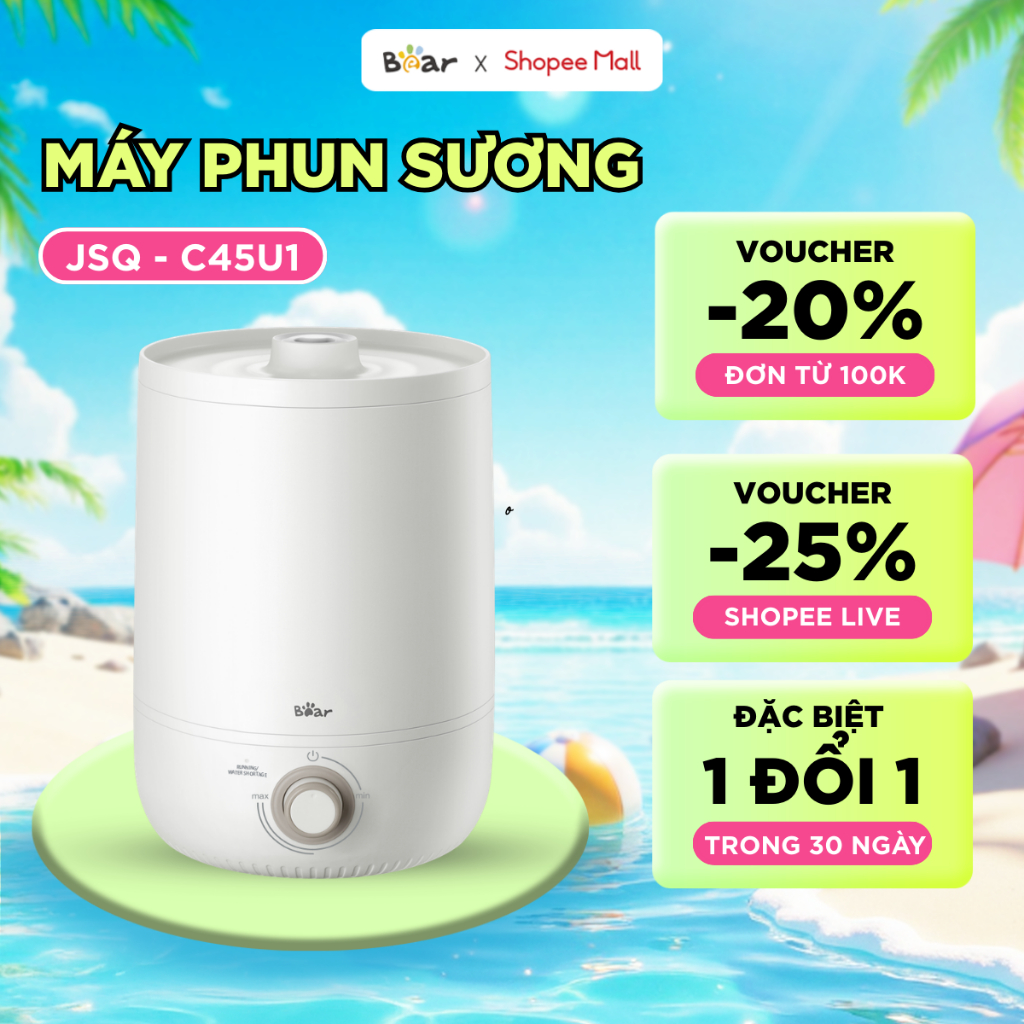 Máy Phun Sương Tạo Ẩm Bear Máy Tạo Độ Ẩm Phun Sương Làm Mát, Máy Dưỡng Ẩm Không Khí Máy Xông Dung Tích 4.5L JSQ-C45U1