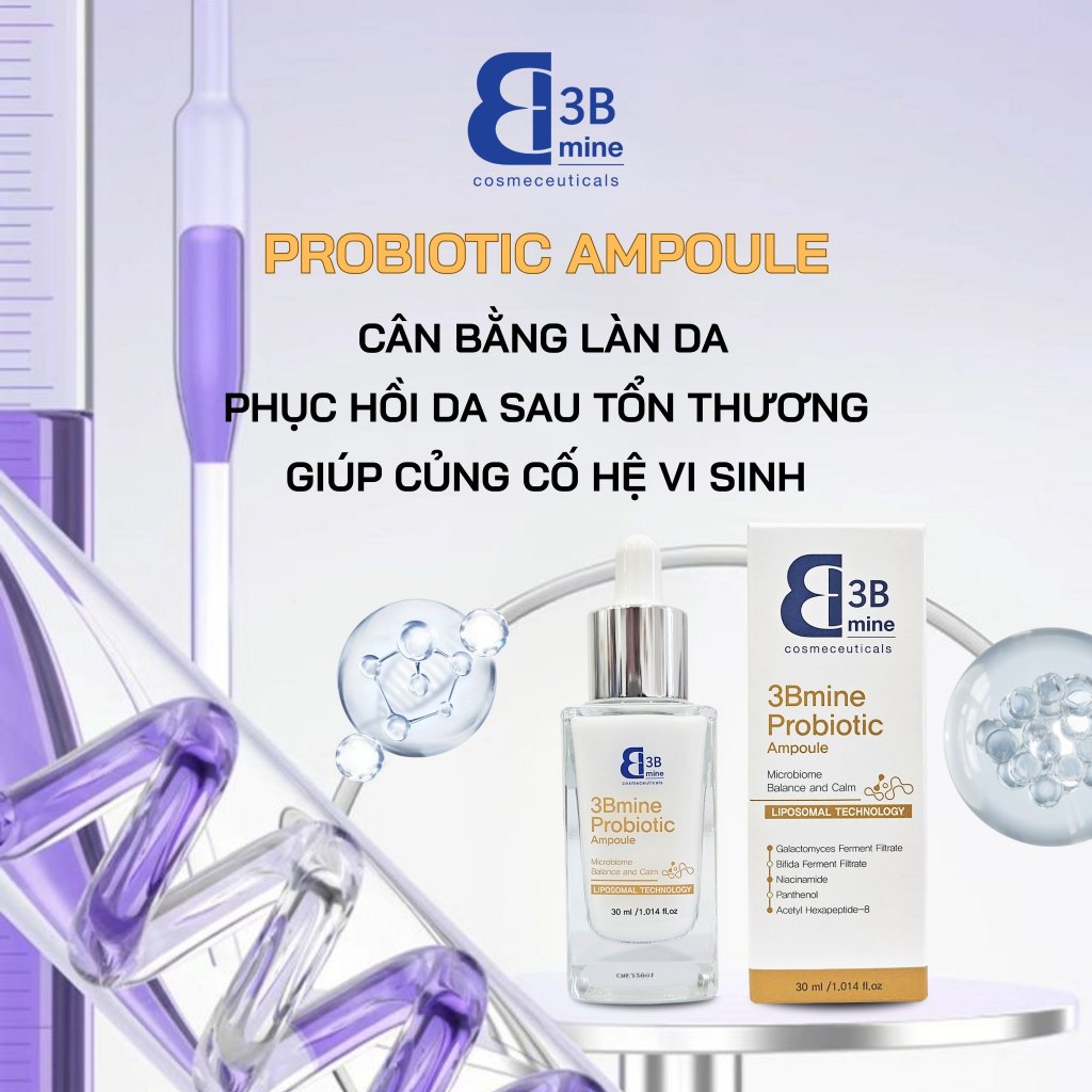 Tinh Chất 3Bmine Probiotic Ampoule Cân Bằng Hệ Vi Sinh, Hỗ Trợ Phục Hồi Da 30ml 3B04