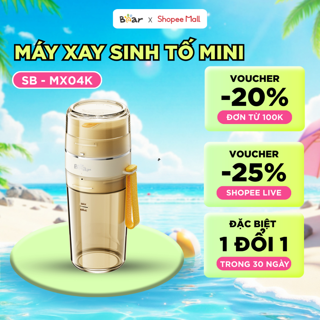 Máy Xay Sinh Tố Cầm Tay Bear Máy Xay Rau Củ Quả Làm Sinh Tố Máy Xay Nước Ép Mini Máy Xay Mini Tích Đ