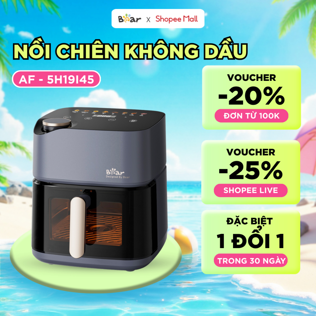 Nồi Chiên Không Dầu Bear 6.0L Nồi Chiên Giảm Dầu Cho Thức Ăn Healthy AF-5H19I45