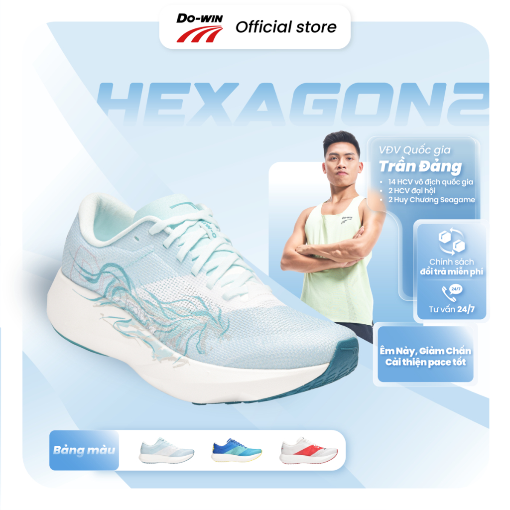 Giày Chạy Bộ Do-win Hexagon2 ĐẶC BIỆT TẾT 2026 – Chạy Bộ Nam Nữ, Nhẹ Êm, Thoáng Khí, Đàn Hồi Tốt