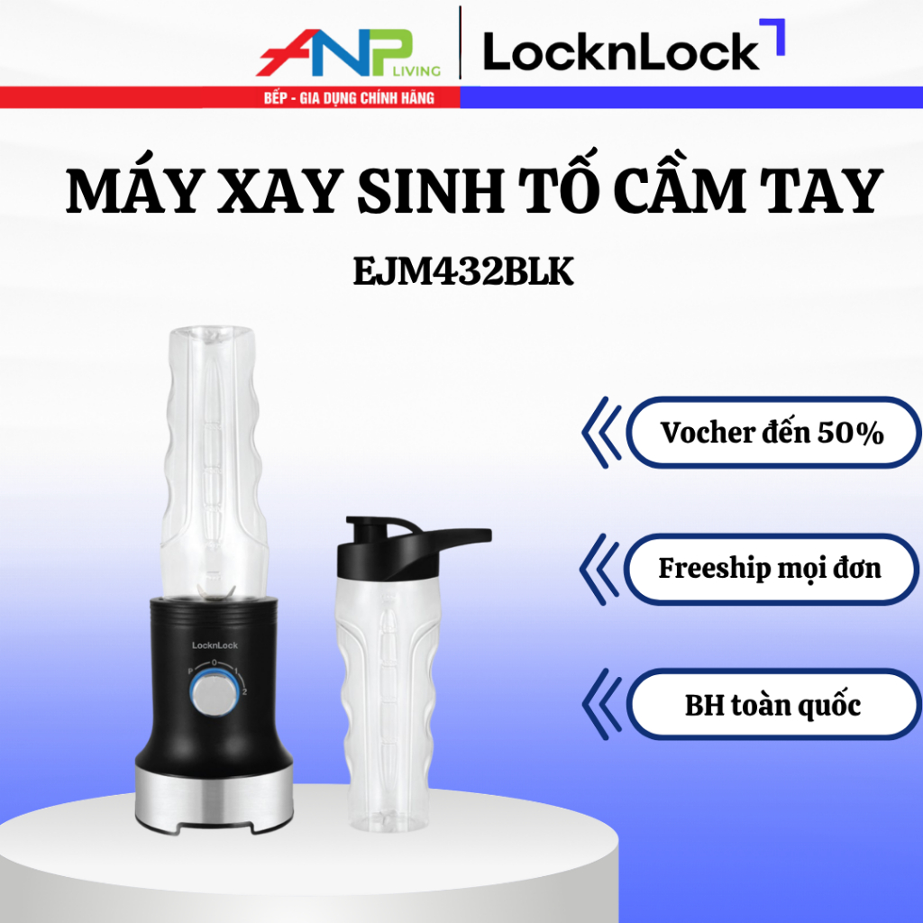 Máy Xay Sinh Tố Cầm Tay LocknLock EJM432BLK 450W – Xay Trái Cây, Sinh Tố Mini, Nhỏ Gọn nhanh chóng