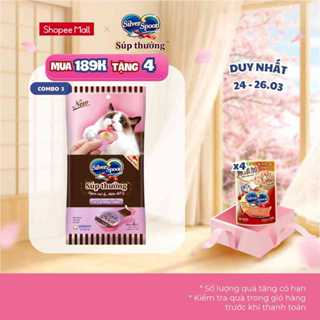V] Combo 3 Súp Thưởng Silver Spoon Dạng Thìa Cho Mèo Vị Cá Ngừ/Vị Cá Ngừ Vằn/Vị Thịt Gà/ Hải Sản/Cá Hồi (40g/gói)