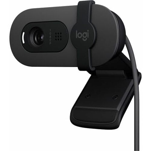 Webcam Full HD Logitech Brio 100 - Cân bằng ánh sáng, Mic, Màn chập, USB-A, Google Meet, Zoom
