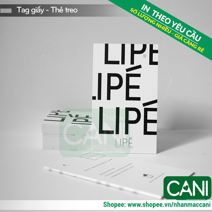 CANI 500c In theo yêu cầu (nền trắng) Tag giấy hình chữ nhật - Tag giấy treo quần áo Mác