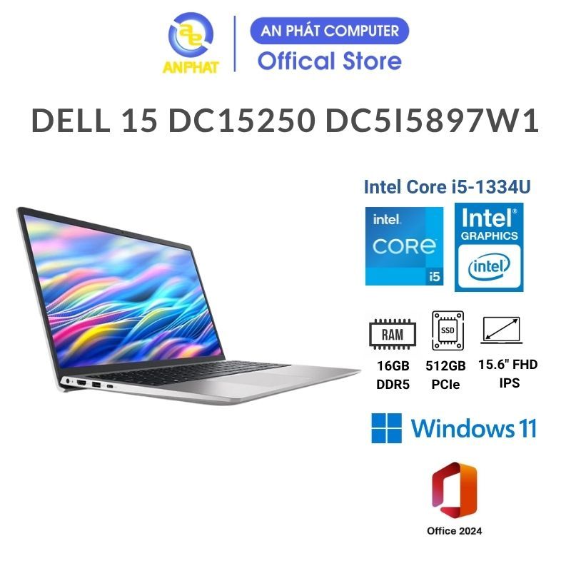 Laptop Dell 15 DC15250 (Core i5-1334U | 16GB | 512GB  |15 inch FHD | Win11 & Office 2024)