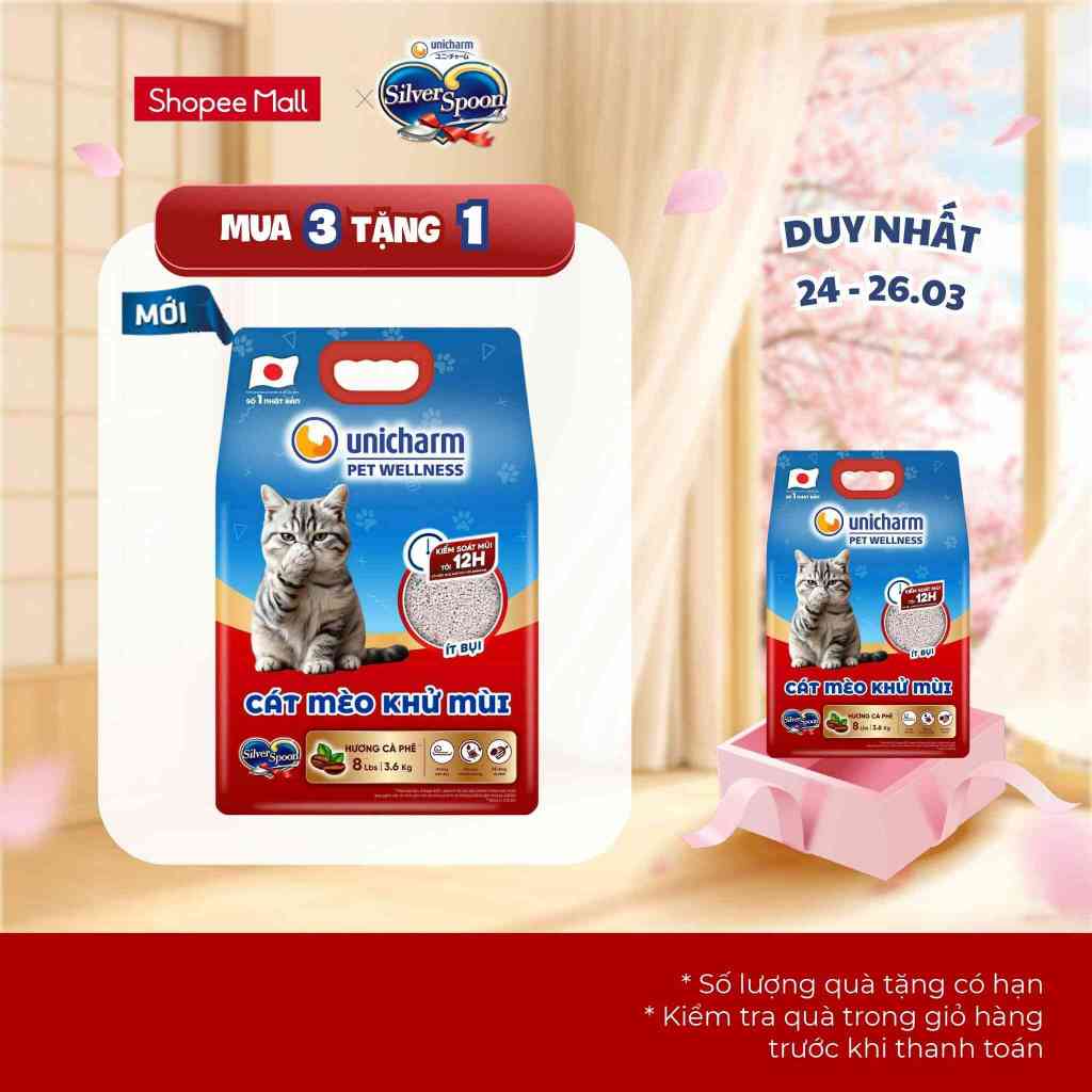Cát mèo khử mùi Silver Spoon Unicharm Pet Wellness, hương cà phê/hương chanh 8 Lbs (3.6 kg)