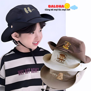 Mũ Bucket, Mũ Cao Bồi Vành Rộng Cho Bé Từ 5 Đến 11 Tuổi Chất Vải Kaki Thoáng Mát Phong Cách Hàn Quốc