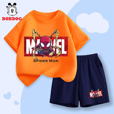 Bộ thể thao bé trai BOBDOG quần áo mùa hè cho bé vải cotton nhẹ mát in hình người nhện cute CD-KS280