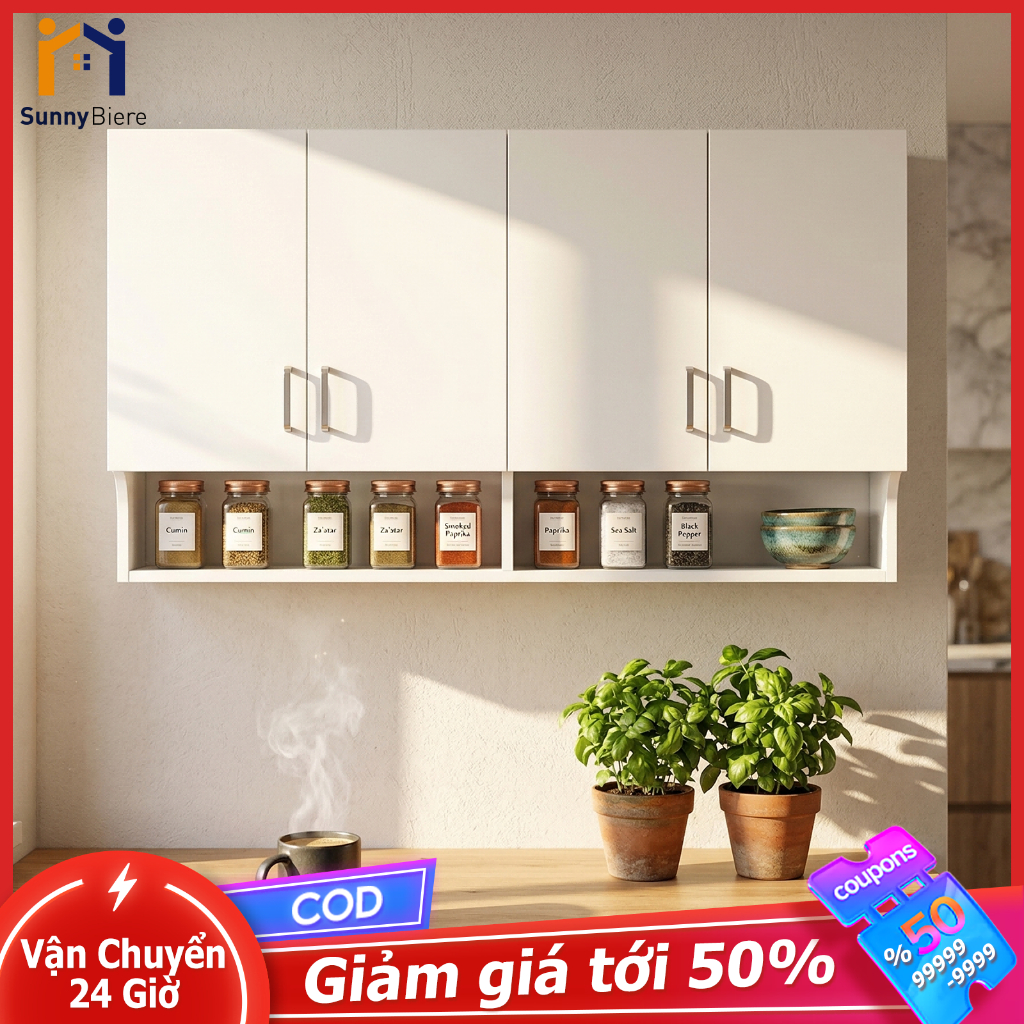 Tủ bếp treo tường gỗ nhập khẩu cao cấp dễ dàng lắp ráp tủ bếp treo tường mini đa năng D90xR30xC60cm