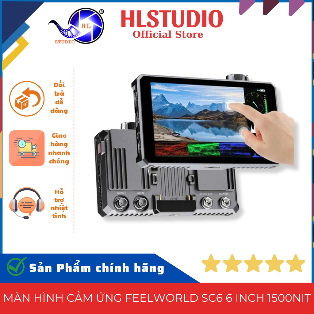 Màn Hình Cảm Ứng Feelworld SC6 6 Inch 1500Nit 3G SDI HDMI 4K 60Hz HL Studio