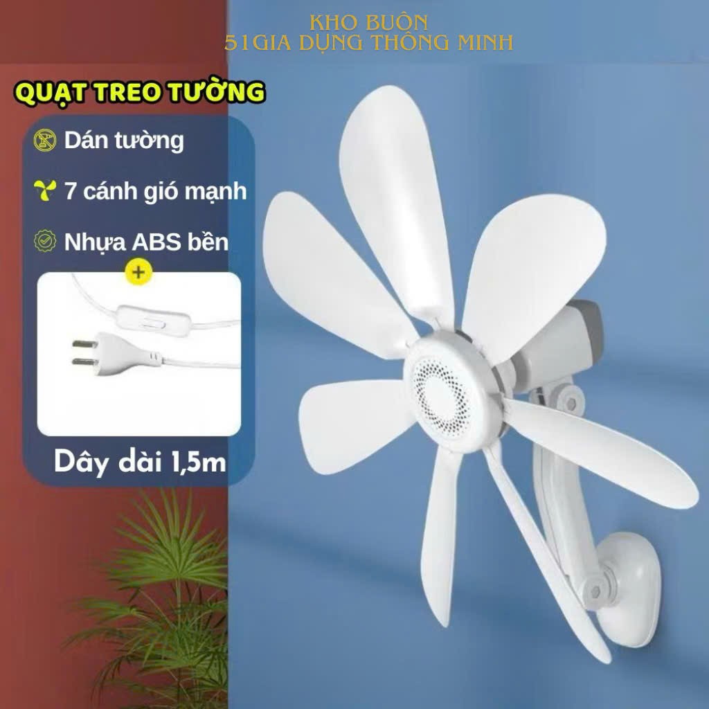 Quạt Trần Treo Tường 8 Cánh 25W Không Tiếng Ồn 220V/50Hz Kèm Móc Dính - Quạt Fan