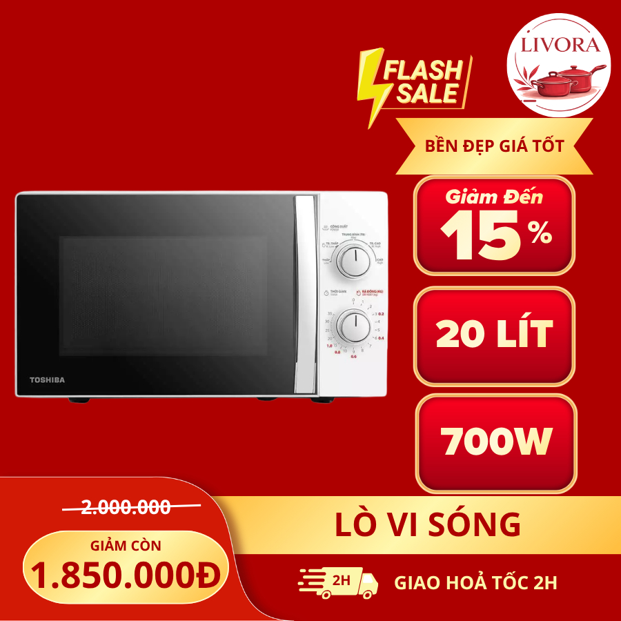 Lò vi sóng Toshiba 20 lít MWP-MM20P(WH) / MWP-­MM20P(BK) - Hàng chính hãng