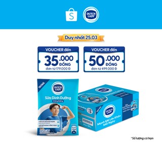 Thùng 48 Bịch Sữa Dinh Dưỡng Dutch Lady Không Đường 48x180ml