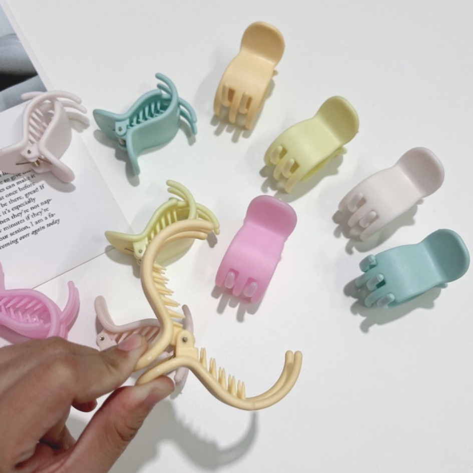 Set Kẹp càng cua gấp tóc nhựa cao cấp nhám màu 5 RĂNG ĐA SẮC đầu tròn #TQ03 - Kẹp tóc xinh 2k