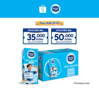 Thùng 48 Hộp Sữa Tươi Tiệt Trùng Dutch Lady Ít Đường 48x180ml
