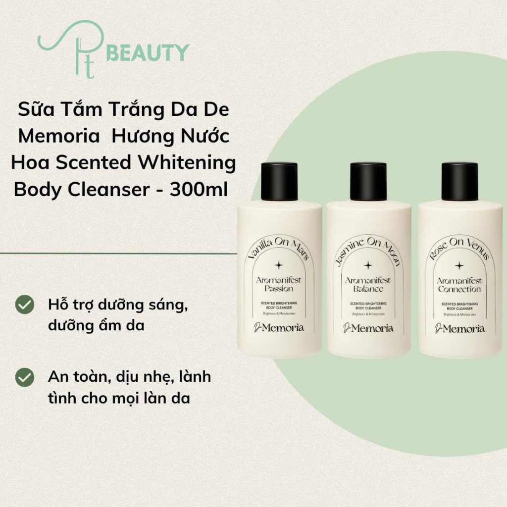 Sữa Tắm De Memoria Brightening Body Cleanser 300ml – Dưỡng Da Sáng Mịn, Hương Thơm Nước Hoa