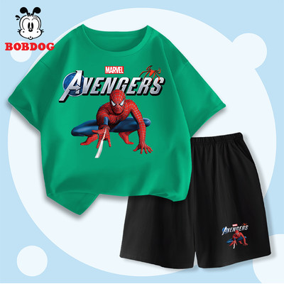 Bộ thể thao bé trai BOBDOG quần áo mùa hè cho bé chất cotton mỏng mát hình người nhện cute CD-KS281
