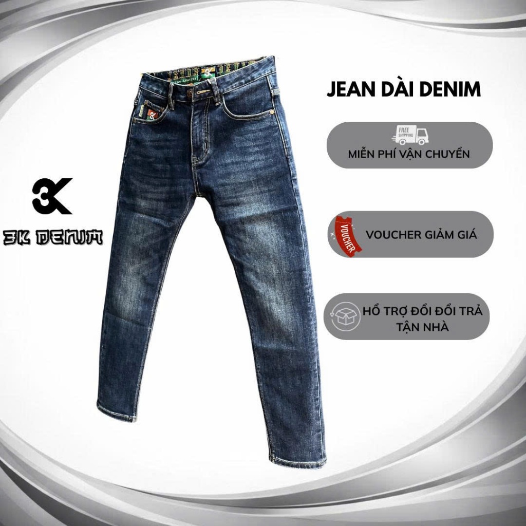[3K DENIM] Jean Denim Guangzhou J4076-3K2232-A Màu Xanh Đậm Was Mẫu Mới Chi Tiết Như Hình