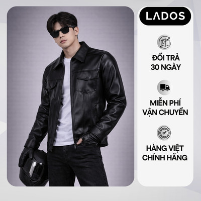 Áo khoác da nam cao cấp lót lông túi hộp thời trang LADOS-2062 sang trọng, ấm áp, form đẹp