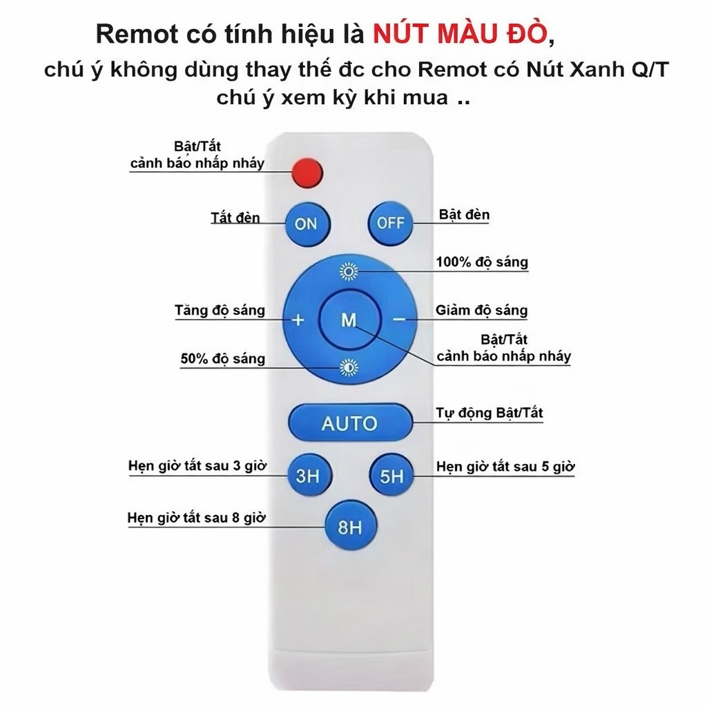 Remote điều khiển đèn năng lượng mặt trời | Điều khiển đèn NLMT có hẹn giờ 3H 5H 8H – Auto – Chỉnh đ