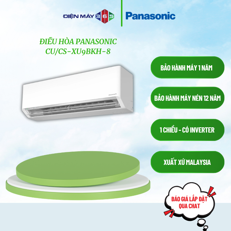 Điều Hòa Panasonic Inverter CU/CS-XU9BKH-8 – IAuto-X Lạnh Nhanh - Tự Khởi Động Lại - Tiện Lợi