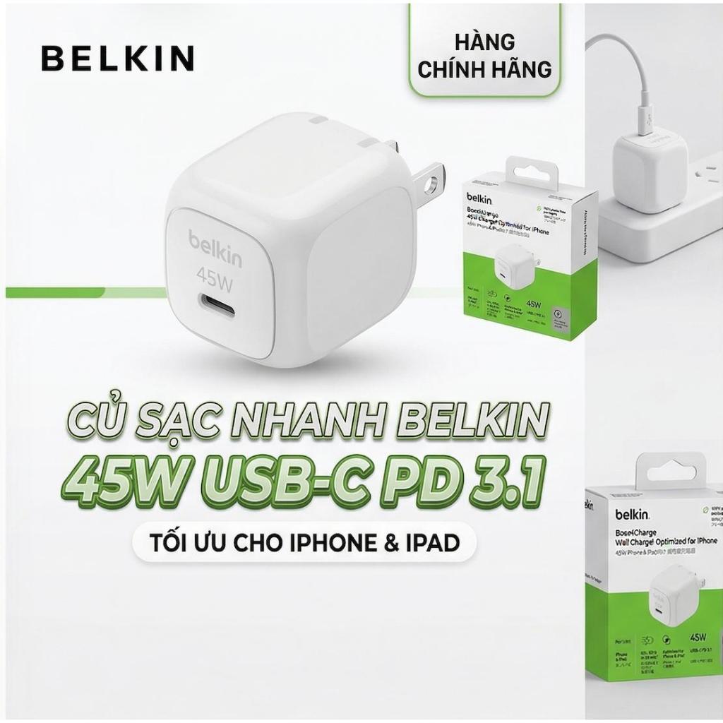 Củ sạc nhanh cubic Belkin 45W