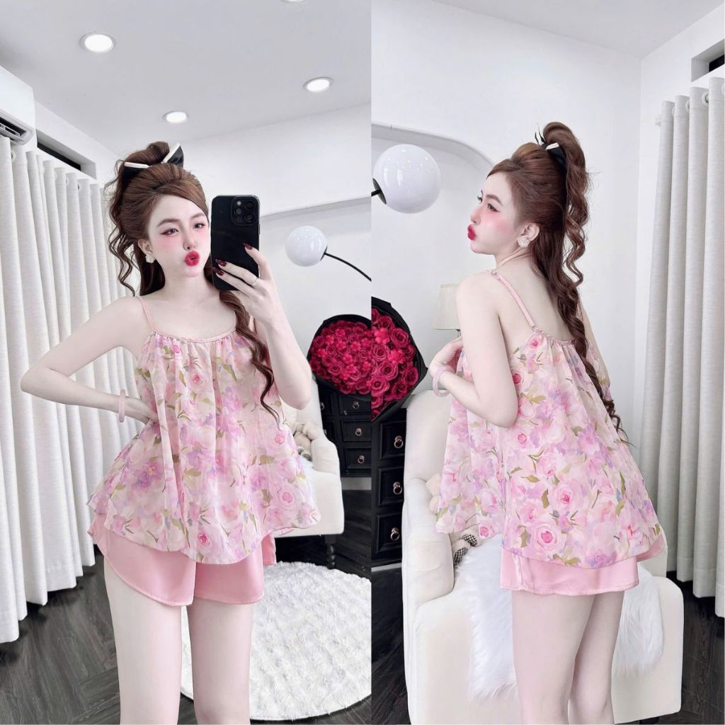 Đồ Ngủ Nữ Miky, Đồ Ngủ Sexy Lụa Chiffon Phối Latin cao cấp mềm mại xinh xắn chiffon 2 dây <70KG M24 | BigBuy360 - bigbuy360.vn
