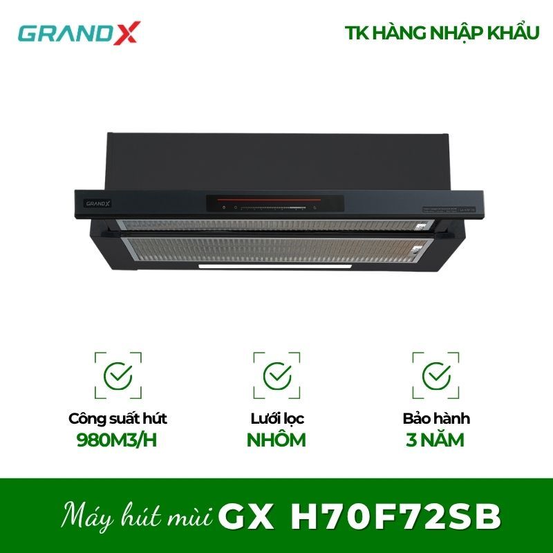 Máy hút mùi âm tủ GrandX GX H70F72B/GX H70F72SB - Máy Hút Mùi Âm Tủ Gọn Gàng, Tiện Lợi