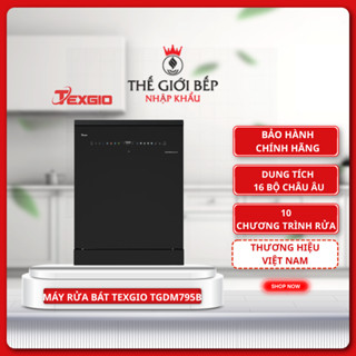 Máy Rửa Bát Texgio TGDM795B Smart Pro 16 Bộ – Sấy Khí Nóng PTC, Cửa Điện Tự Động,10 Chương Trình