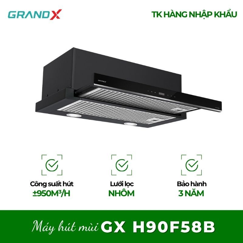 Máy hút mùi GrandX GX H90F58B - Thiết Bị Bếp Giúp Nấu Ăn Dễ Dàng Hơn
