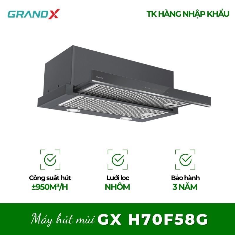 MÁY HÚT MÙI GRANDX GX H70F58G – Hút Mùi Hiệu Quả, Dễ Vệ Sinh