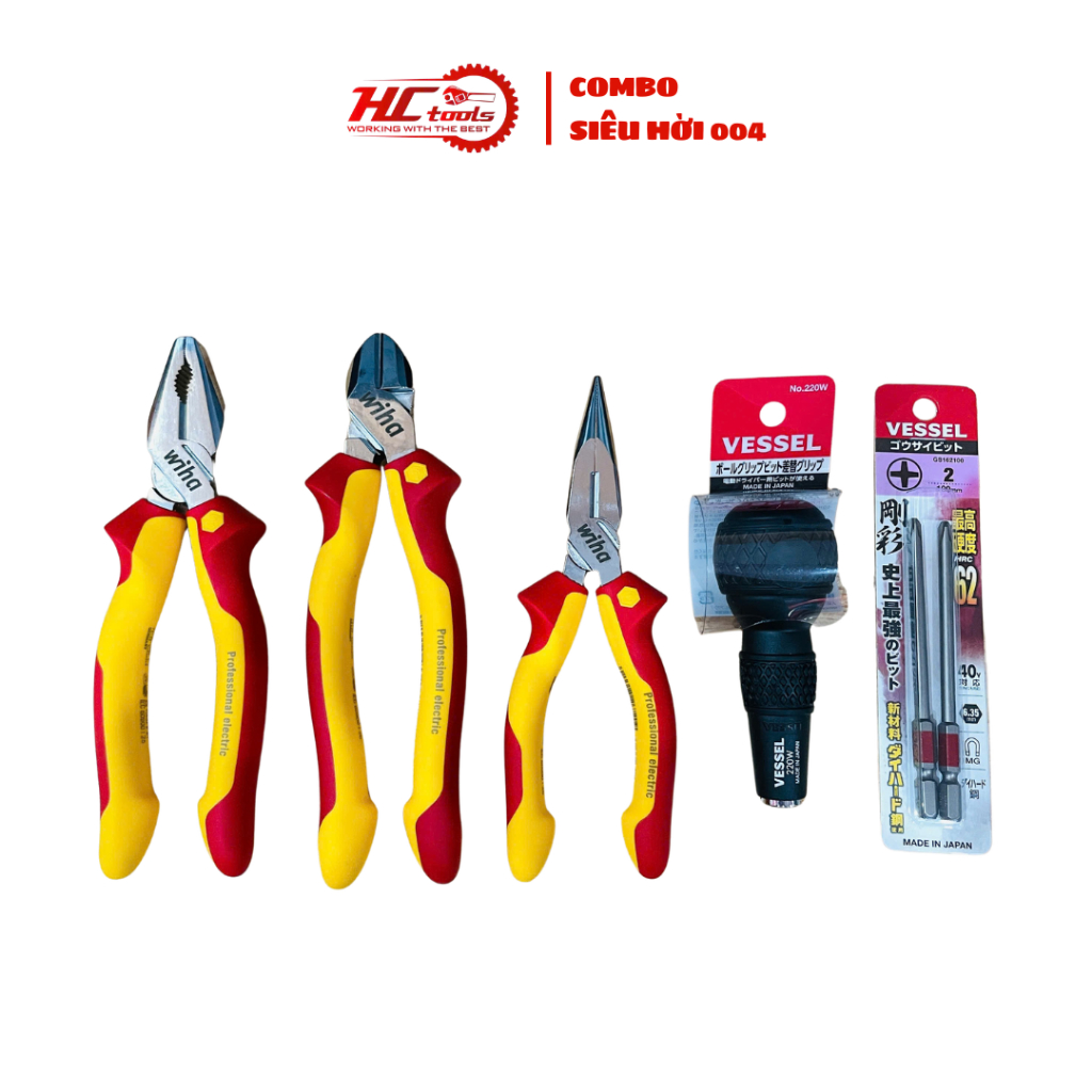 Combo 004 Wiha 43340 - 26708 - 26720 & Tua Vít Vessel 220W - GS162100 - HCTools VN