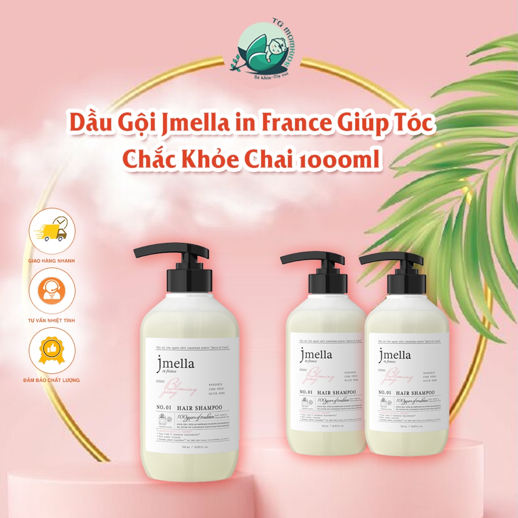 (Tặng chai xả 100ml) Dầu Gội Jmella in France Giúp Tóc Chắc Khỏe Sang Trọng Chai 1000ml
