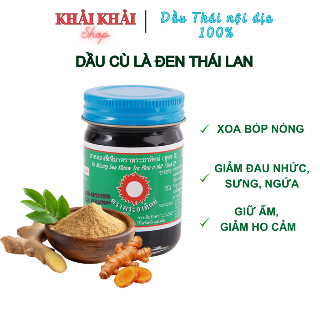 Dầu cù là đen Thái lan 60g, dầu xoa bóp nóng mặt trời đỏ Thái Lan