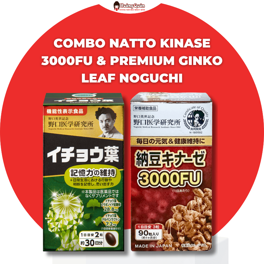 Combo Natto Kinase 3000FU & Premium Ginko Leaf Noguchi – combo tăng cường trí não, khoẻ tim mạch