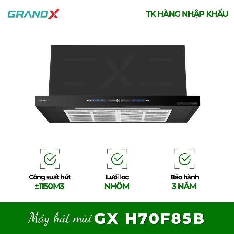 Máy hút mùi GrandX GX H70F85B - Kiểu Dáng Tinh Tế, Nâng Tầm Gian Bếp