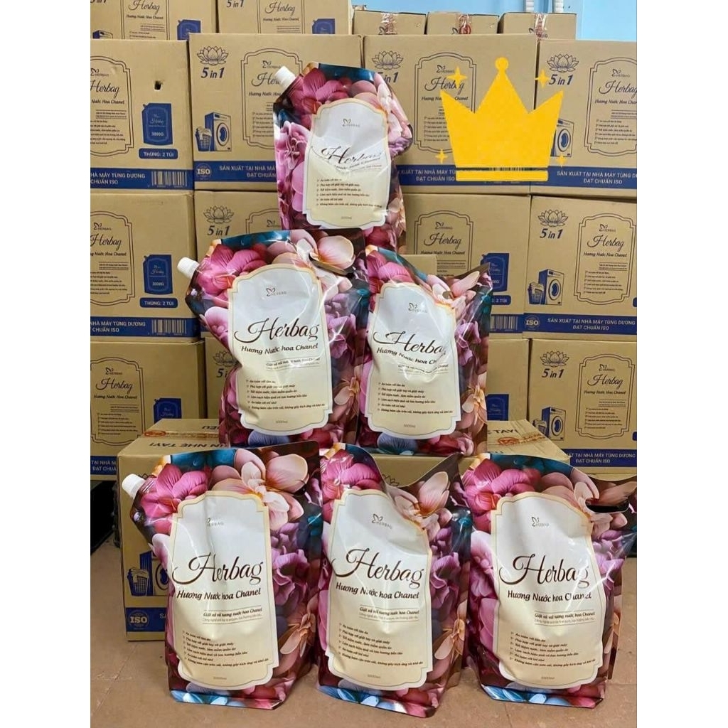 COMBO 4 TÚI NƯỚC GIẶT XẢ HERBAG – HƯƠNG NƯỚC HOA CHANEL CAO CẤP ✨