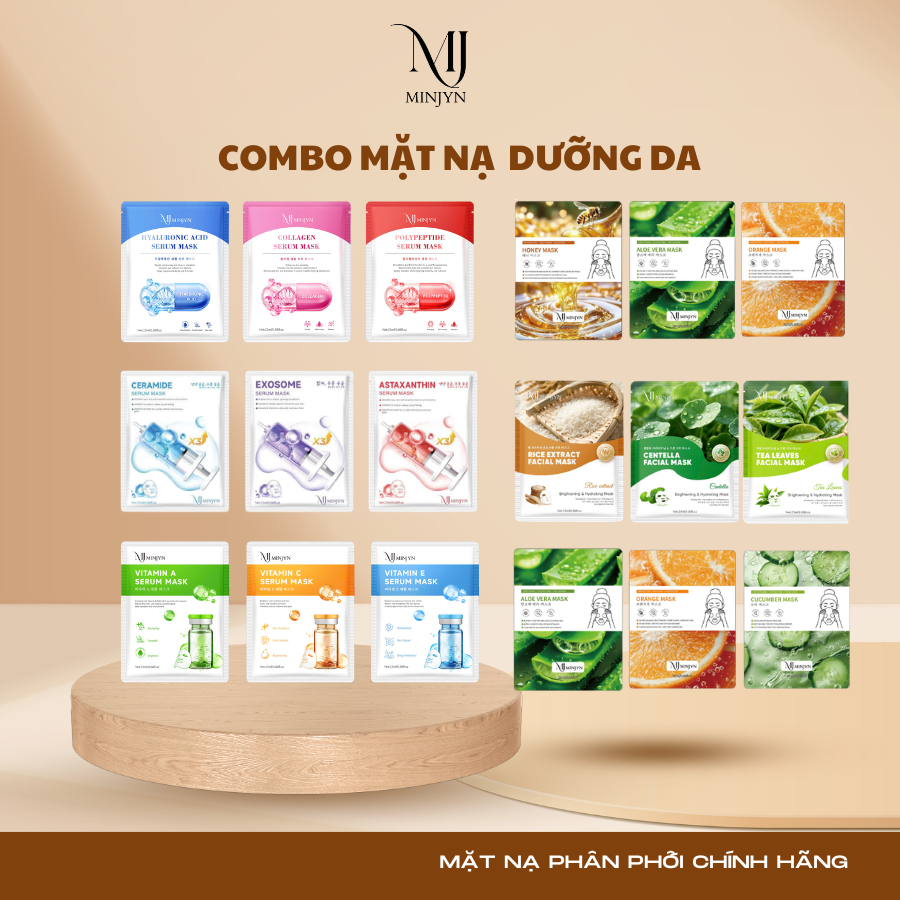 [COMBO 50] Mặt nạ MINJYN dưỡng ẩm, làm sáng da, hỗ trợ ngăn ngừa lão hóa mờ thâm cải thiện làn da