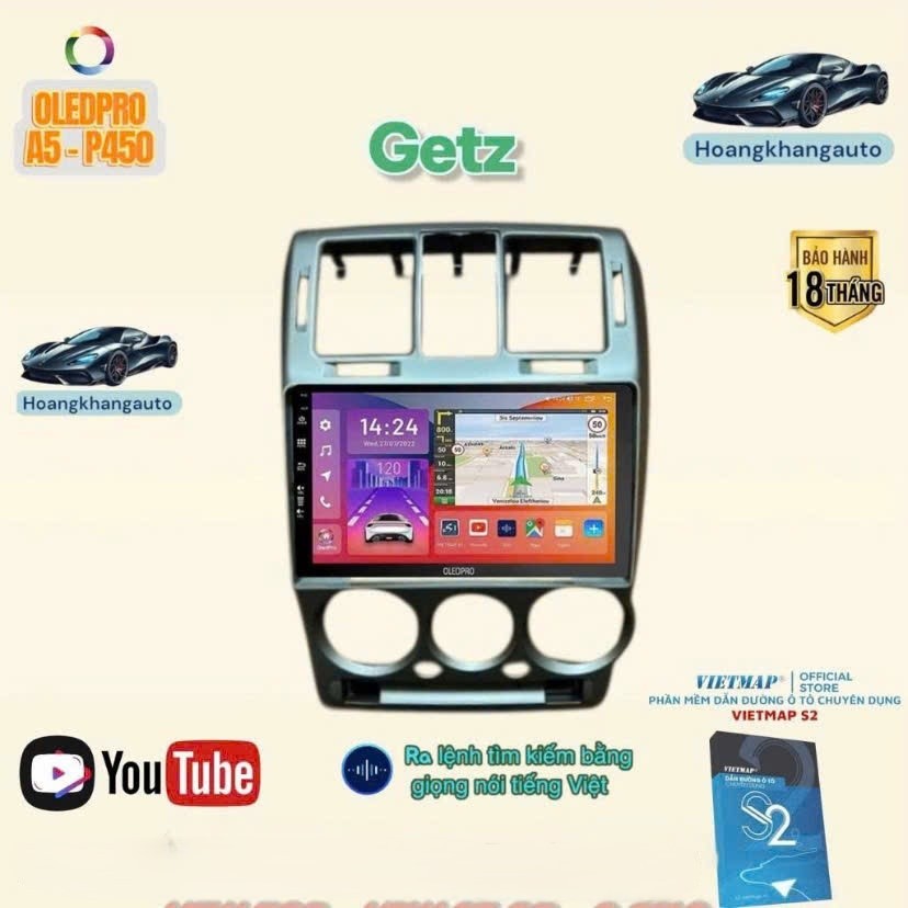 Combo  Màn Hình Android OLEDPRO A5 _ P450 theo xe Hyundai Getz _  kèm dưỡng 9 inch và jack zin