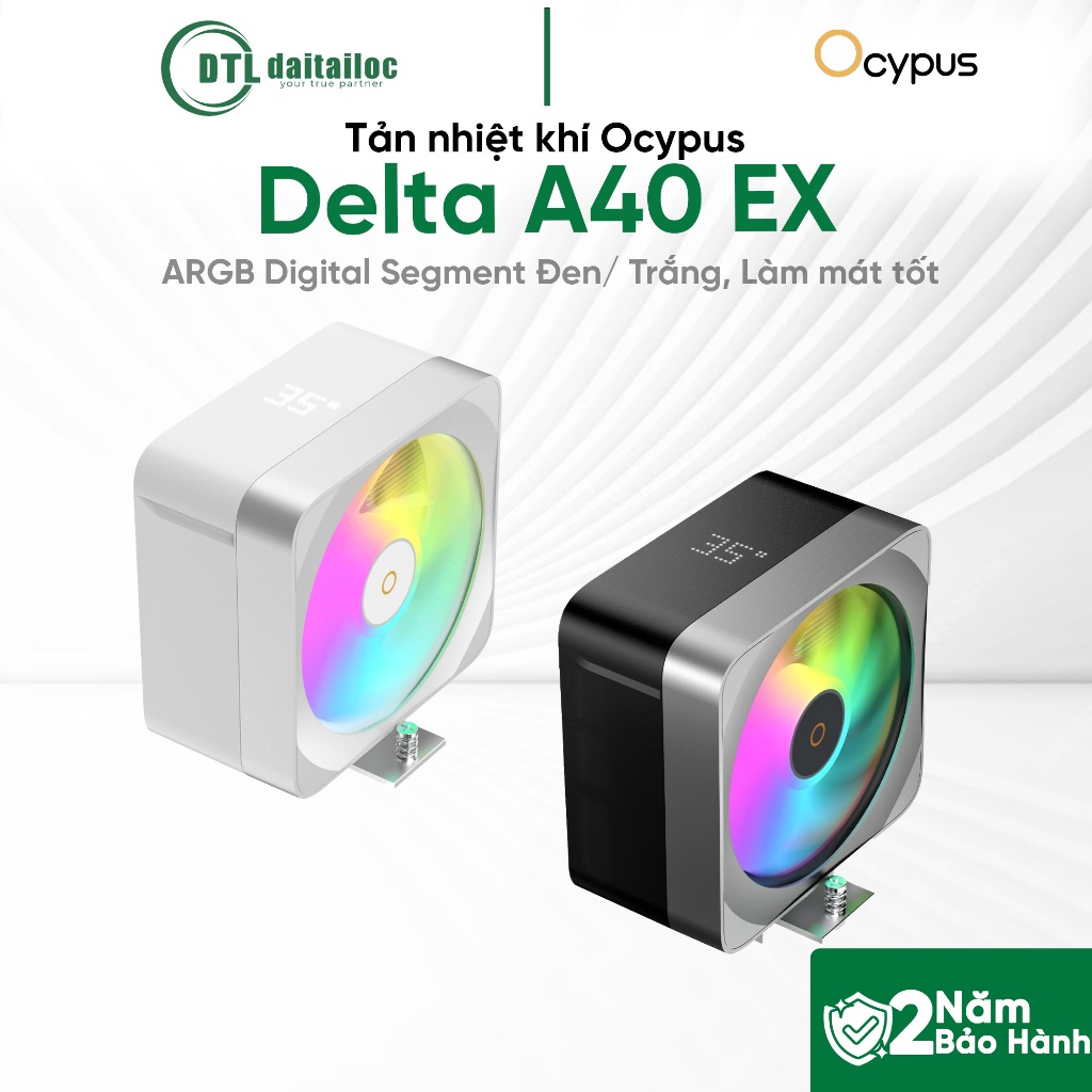 Tản nhiệt khí Ocypus Delta A40 EX ARGB Digital Segment Trắng/ Đen Hiệu suất ổn định | Chính Hãng | B