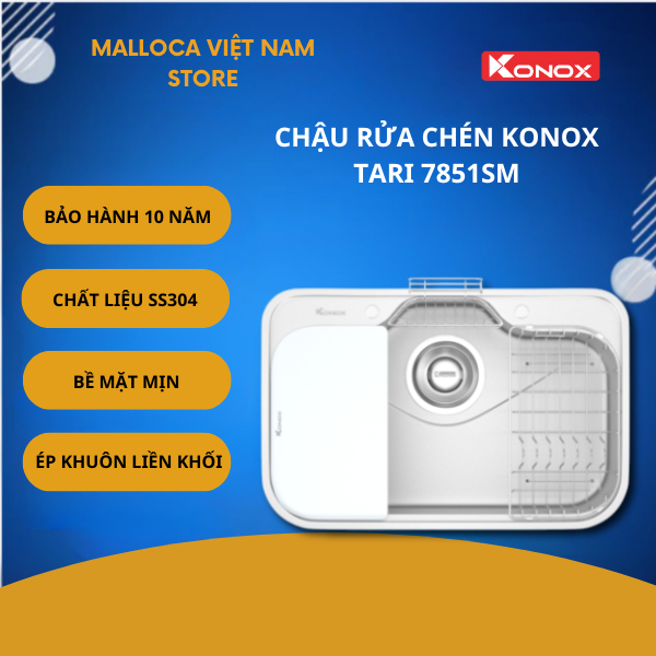 Chậu Rửa Bát Konox Tari 7851SM – Công Nghệ Xử Lý Trơn Mịn - Thiết Kế Dáng Tròn Mềm Mại