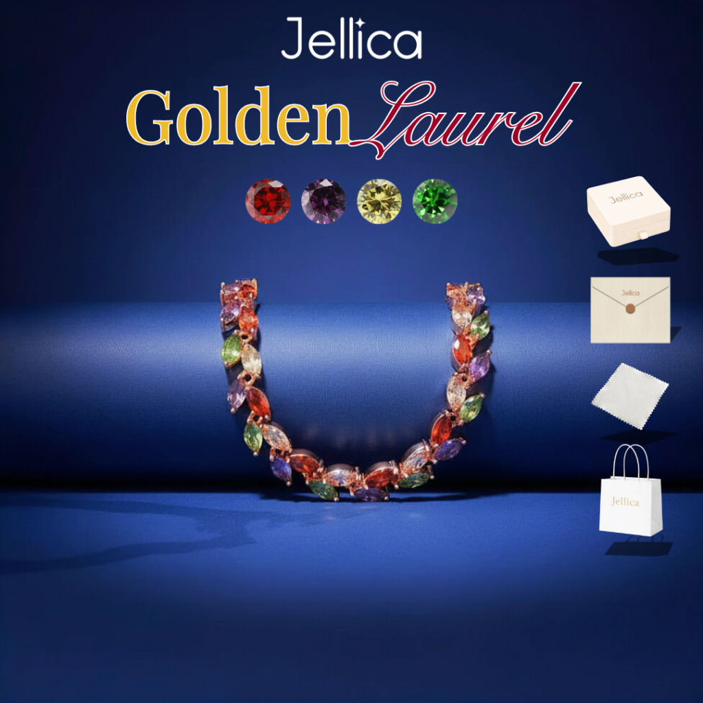 Jellica Golden Laurel - Vòng Tay Nữ Đính Đá Cz Mạ Vàng Hồng 18K, Lắc Tay Nữ Titan Đá Zircon Mạ Vàng 